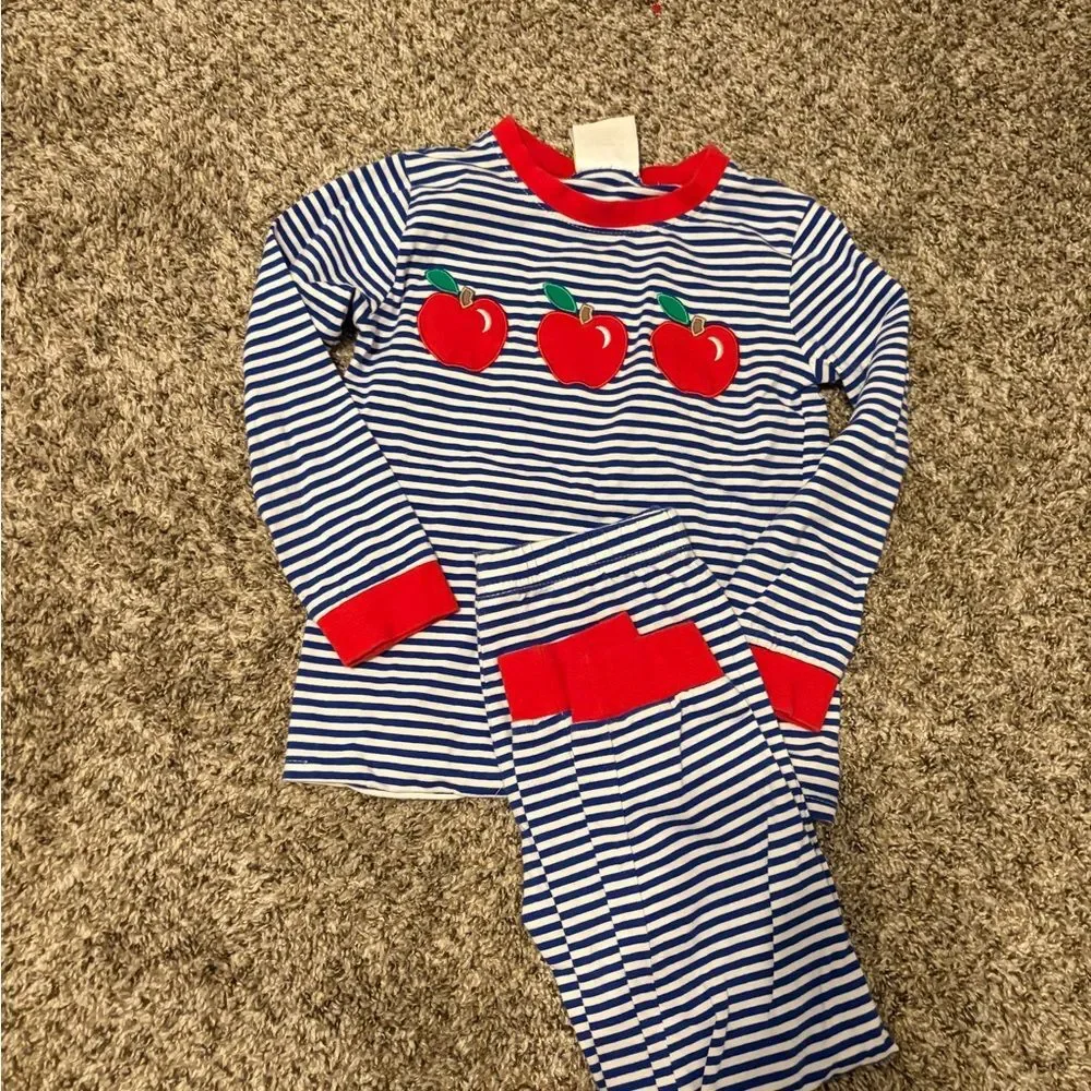 Navy Striped Apple Set Classic Whimsy- Size 6